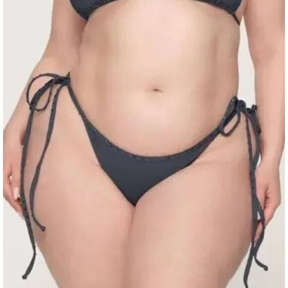 SKIMS Other - New with Tags SKIMS RHINESTONE SWIM BIKINI TIE BOTTOMS IN GUNMETAL XL